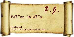 Pöcz Jolán névjegykártya